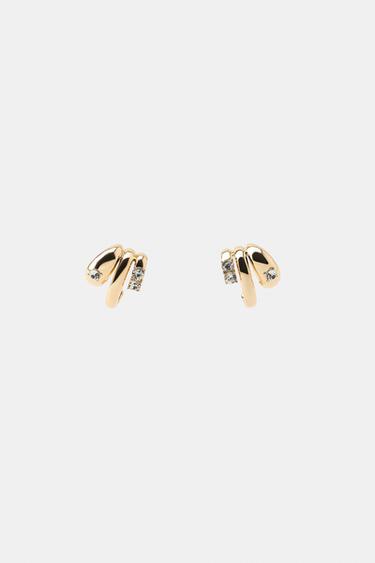 TRIPLE HOOP RHINESTONE EARCUFF EARRINGS — Golden 2