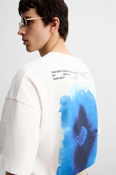 WATERCOLOUR PRINT T-SHIRT - White by Zara - Image 5