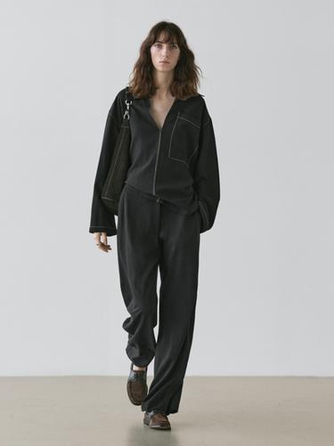 Pantalon laine coutures apparentes - Noir de Zara - Image 0