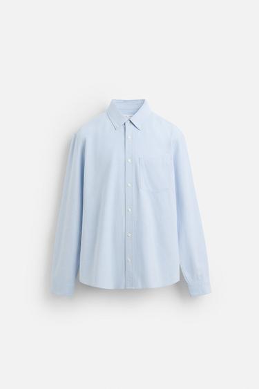 Zara TEXTURED OXFORD SHIRT - Sky blue