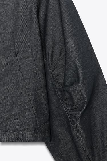 BOMBER EN DENIM MATELASSÉ ZW COLLECTION - Bleu de Zara - Image 7