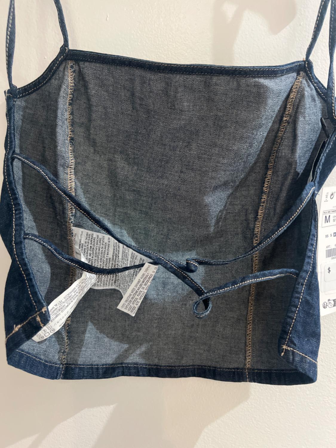 OPEN BACK DENIM TRF TOP - Image 3