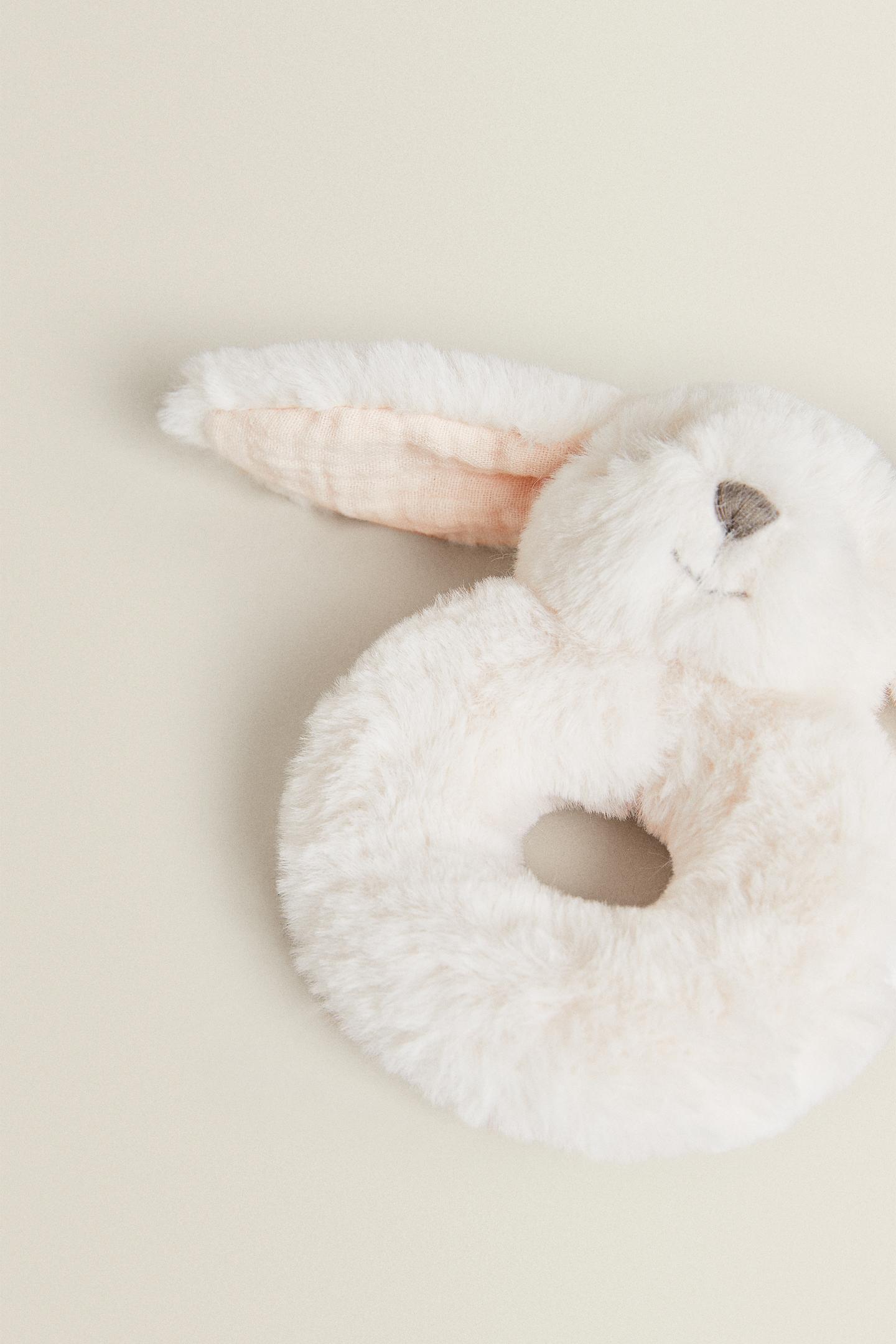 Детская мягкая игрушка Zara Rabbit Baby Rattle Plush Toy, цвет: Светлый розовый — фото 3