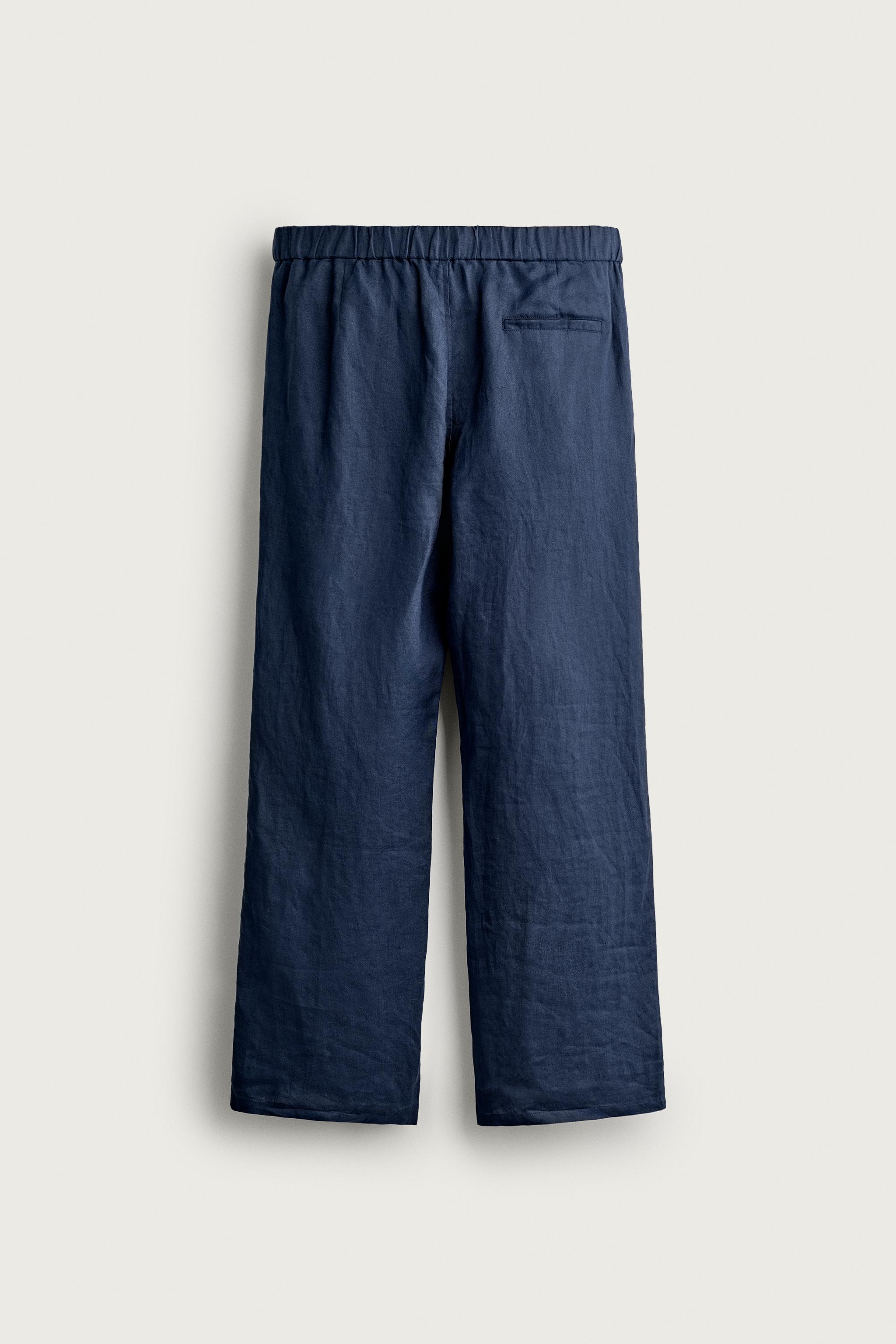 100% LINEN REGULAR FIT PANTS