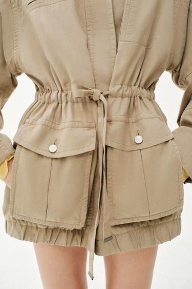 LONG HIGH-COLLAR JACKET - Brown / Taupe by Zara - Image 3