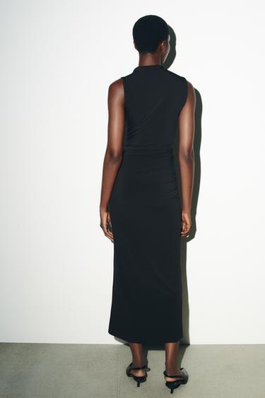ROBE CUT OUT DRAPÉE PAILLETTES - Noir de Zara - Image 4