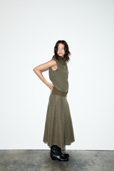 JUPE SOFT TRICOT - Vert chiné de Zara - Image 2