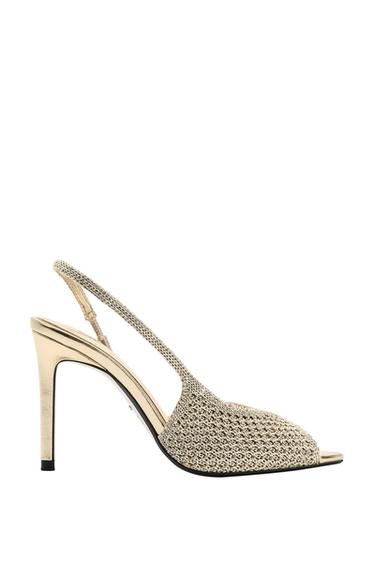 WOVEN-EFFECT HEEL SANDALS - Gold by Zara
