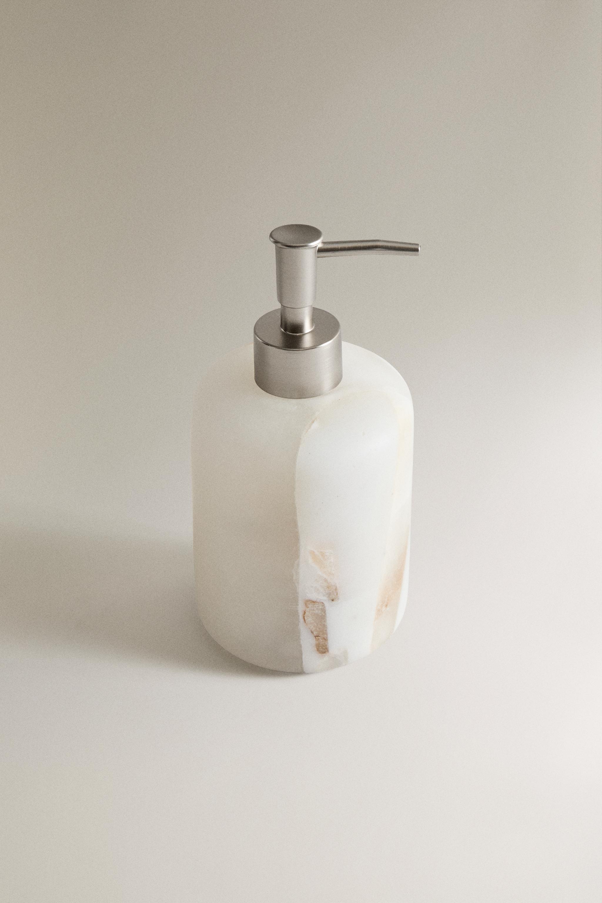 ALABASTER RESIN SOAP DISPENSER — Light beige