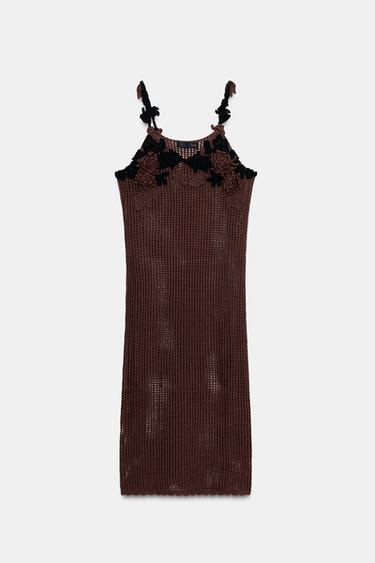 VESTIDO TIRANTES COMBINADO - Negro / Marrón de Zara