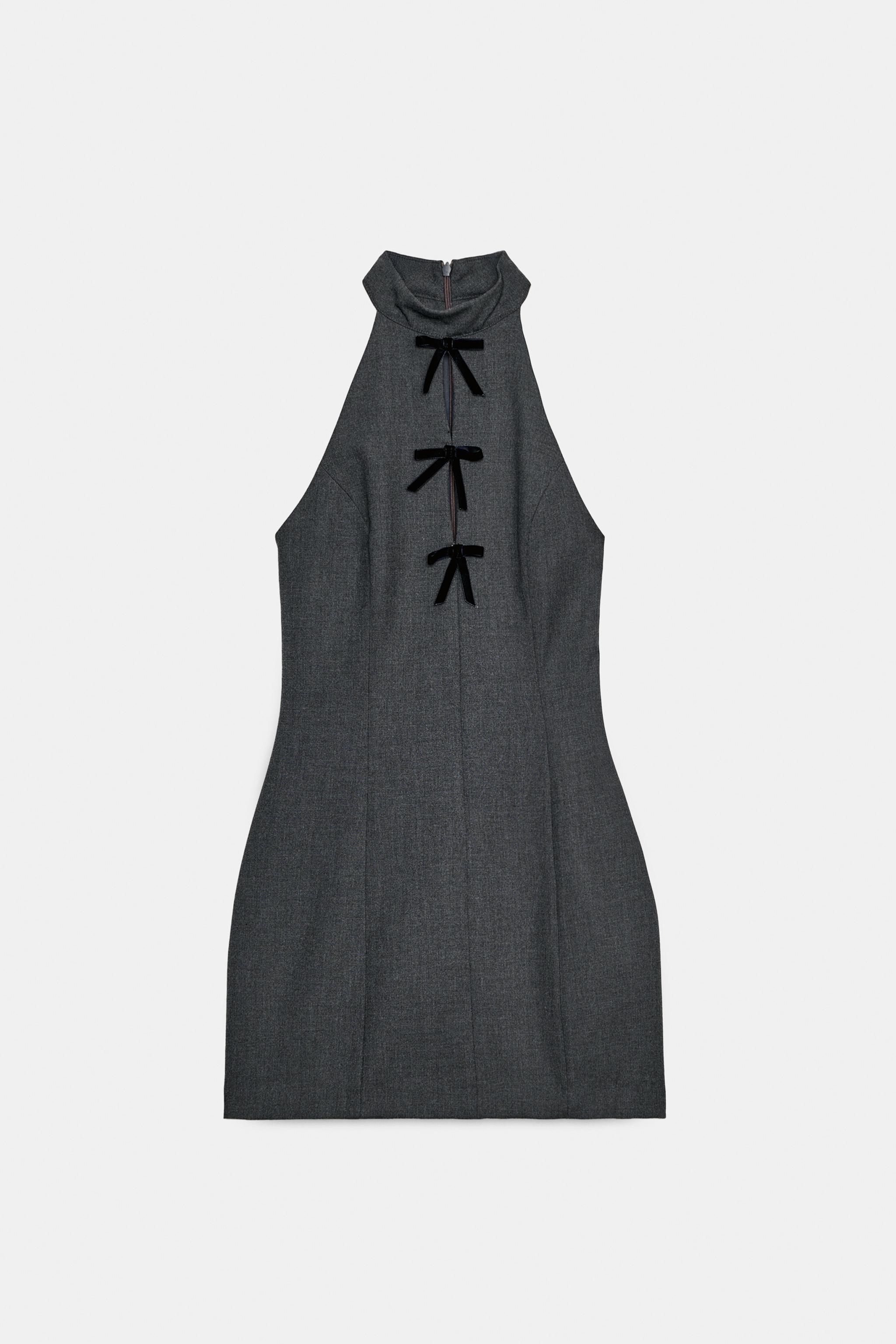 MINI HALTER DRESS WITH BOWS