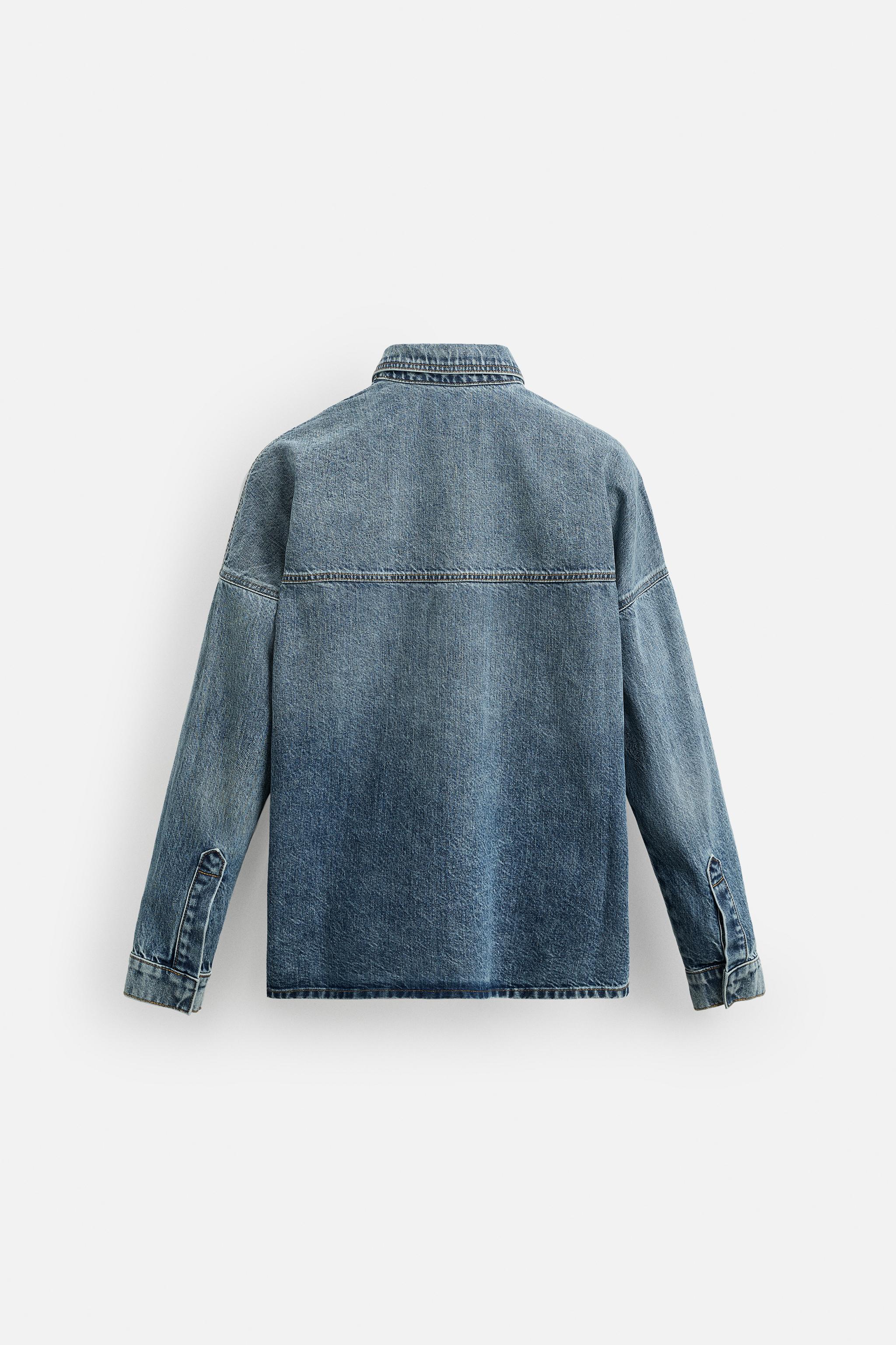 ウォッシュ加工リラックスフィットシャツ - ライトブルー | ZARA