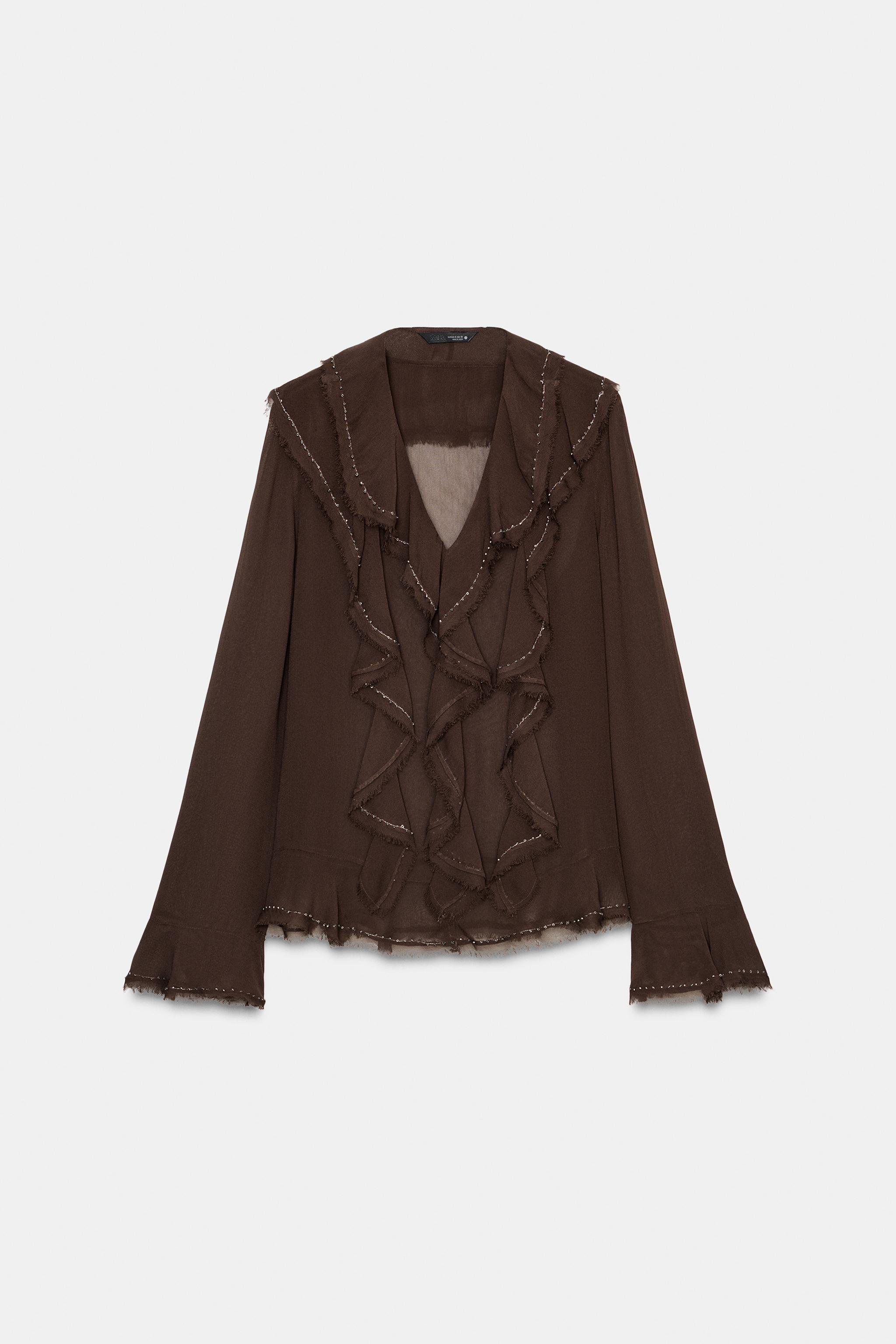 ZW COLLECTION BEADED RUFFLE BLOUSE