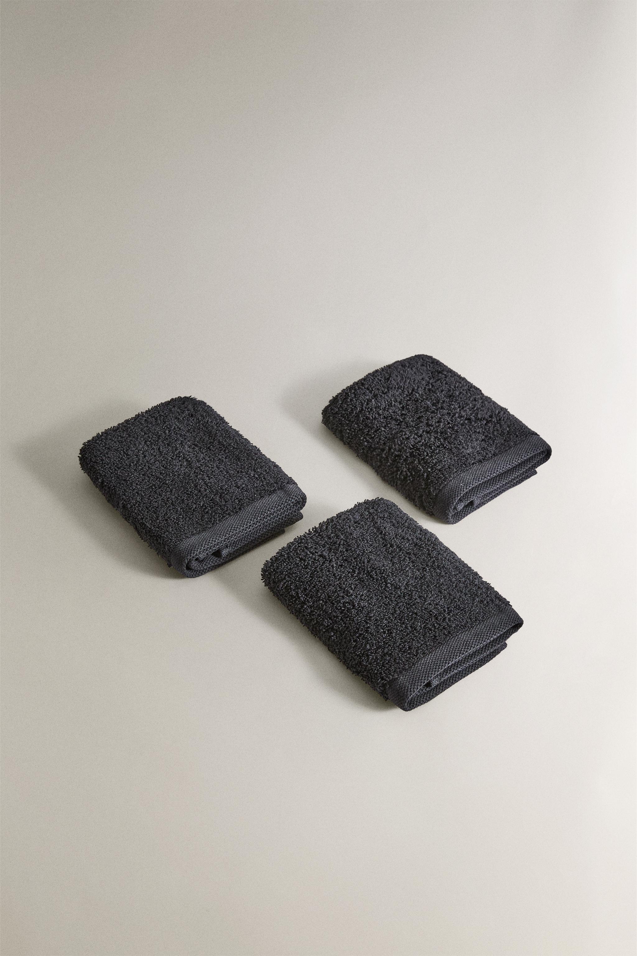 PREMIUM COTTON HAND TOWELS (PACK OF 3) — Black