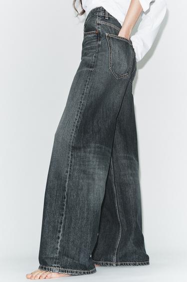 Zara TRF EXTRA WIDE LEG HIGH-WAIST JEANS - Blue
