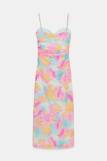 PRINTED TULLE MIDI DRESS - only one by Zara - Image 4