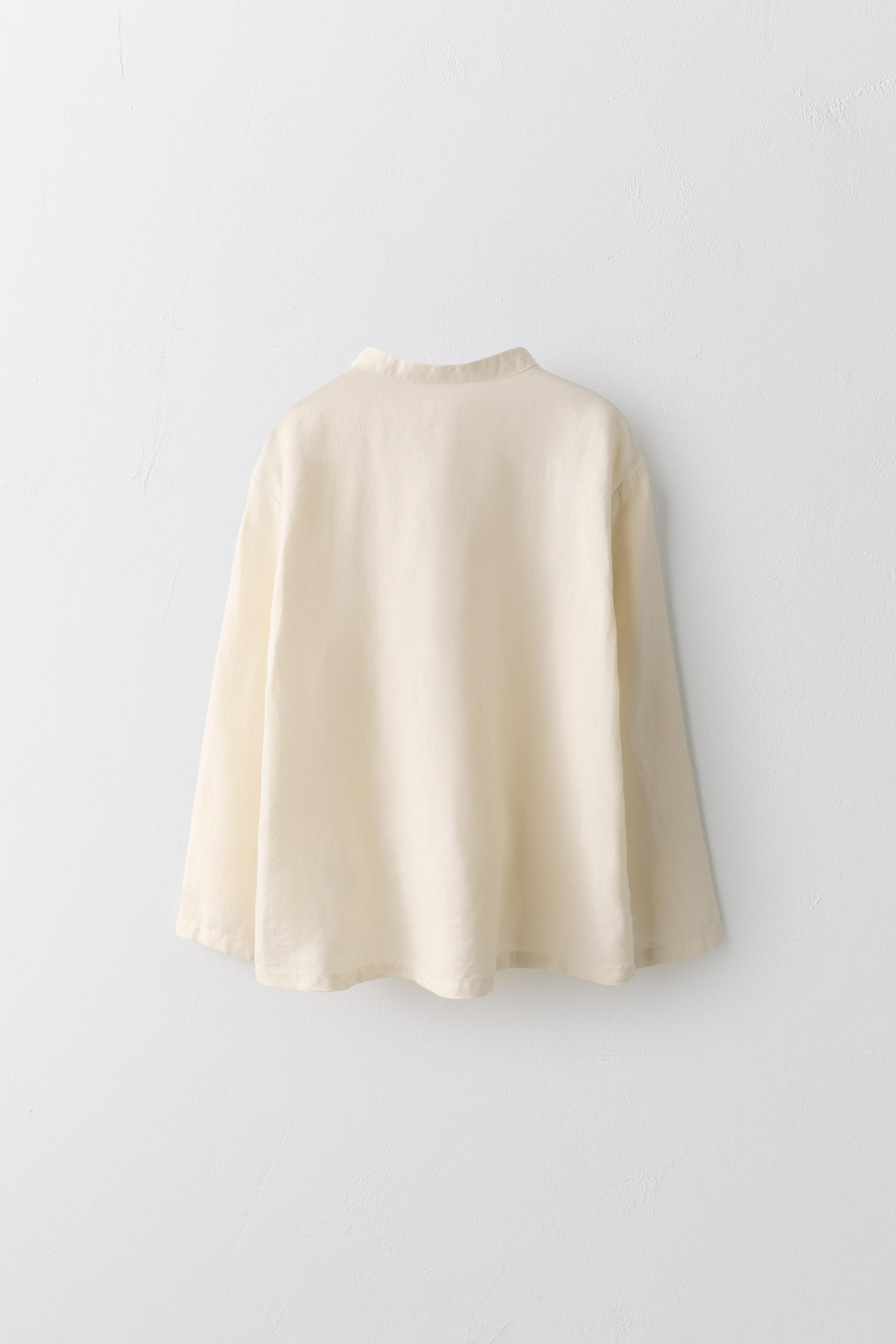 AGES 6-10 / LIMITED EDITION LINEN COTTON BLOUSE WITH PLEATS