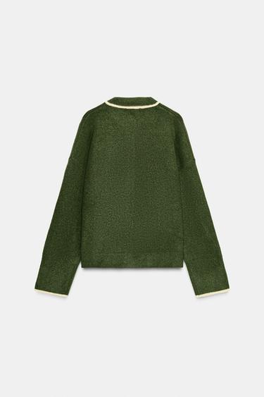 GILET EN MAILLE AVEC LISERÉS EN CONTRASTE - Chasse de Zara - Image 5