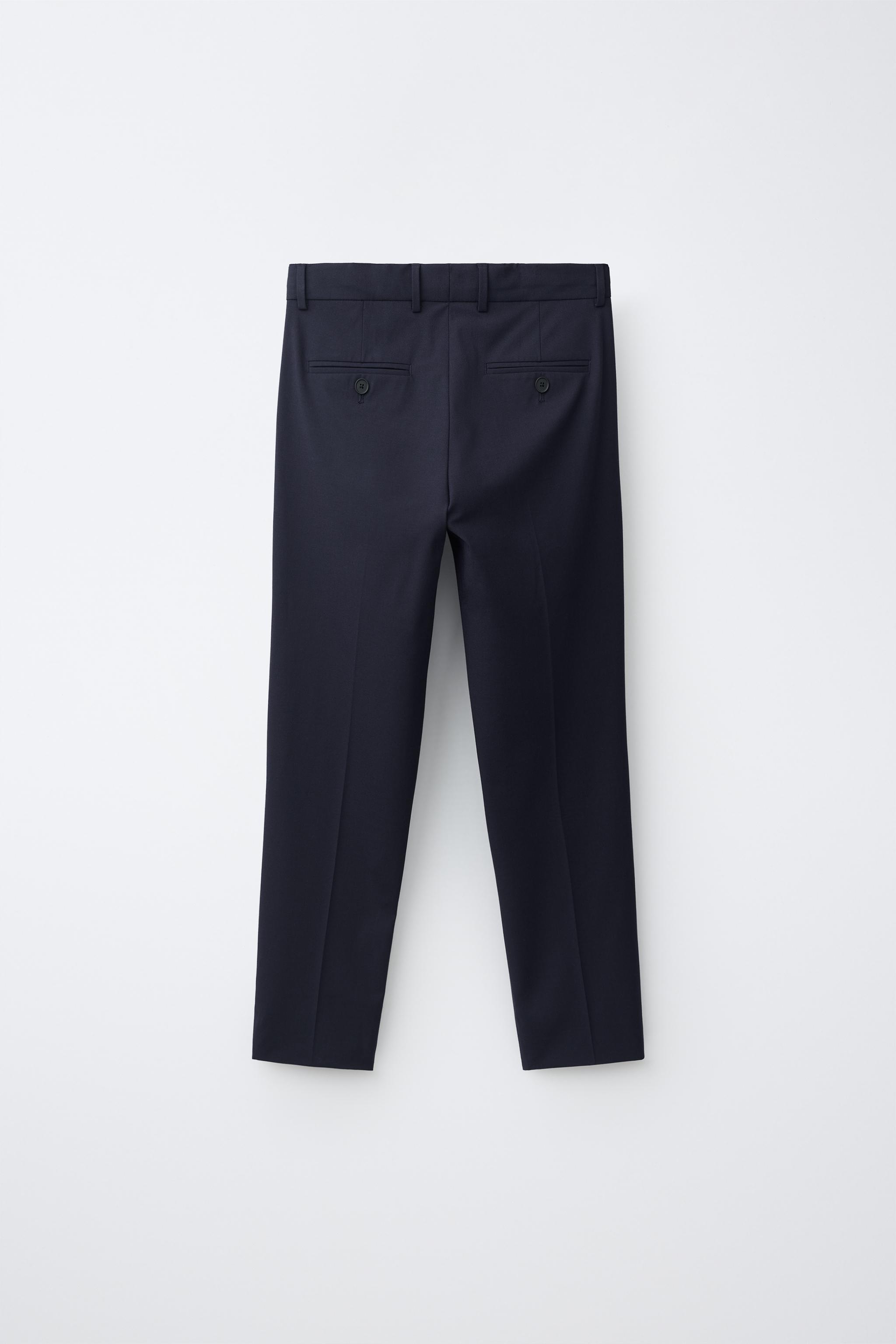 TEXTURED SOLID SUIT PANTS