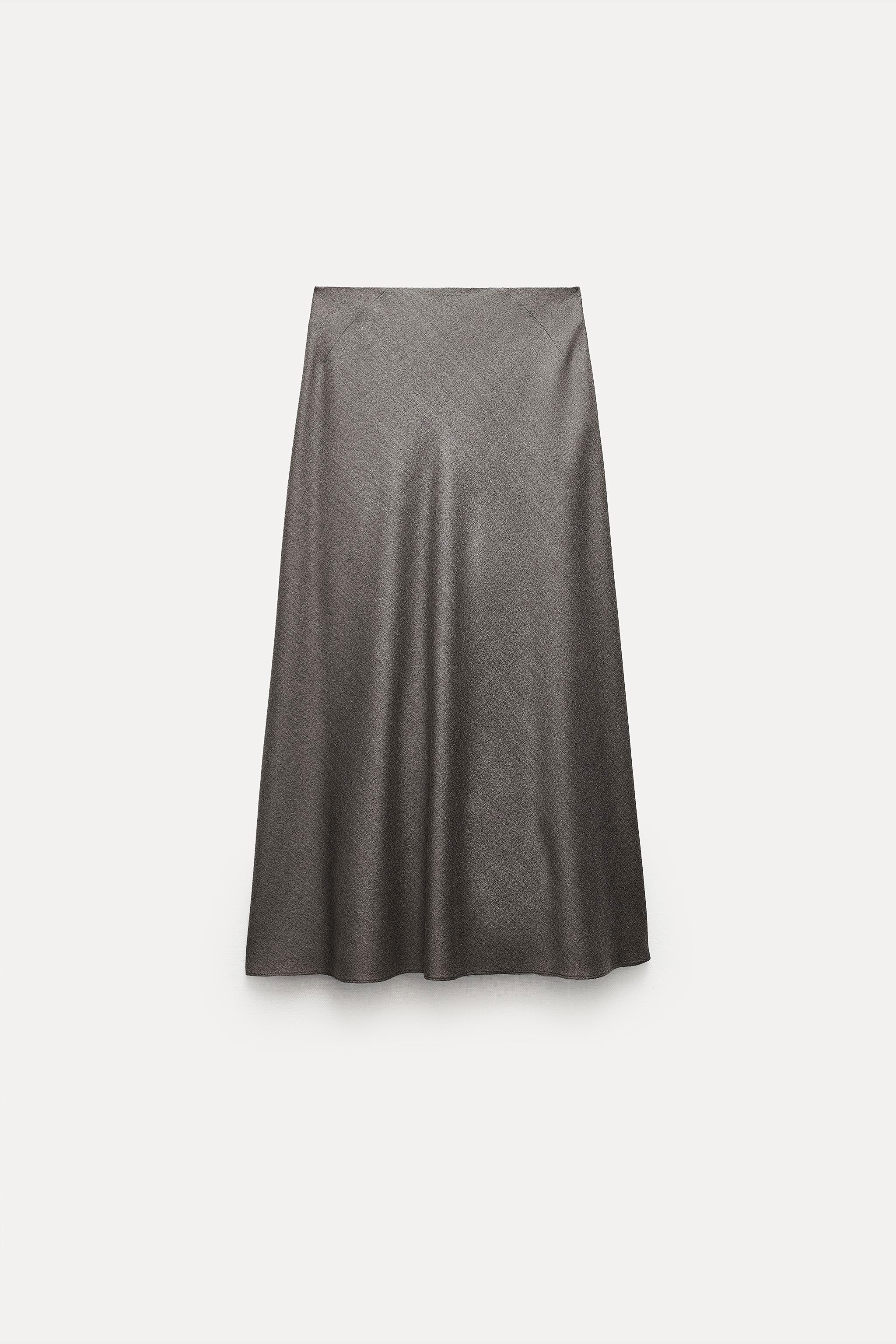 FAUX LEATHER MIDI SKIRT ZW COLLECTION - Black