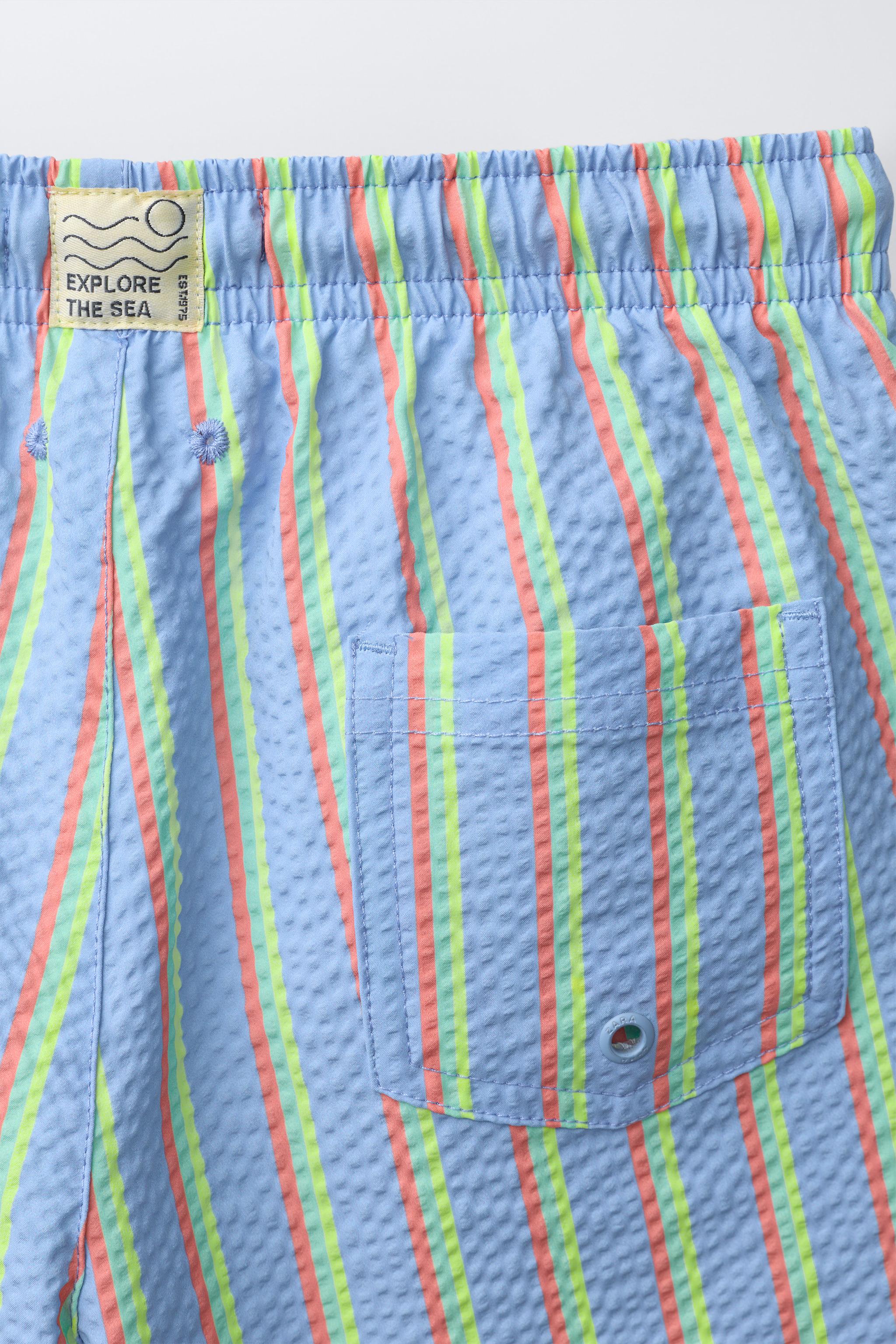 2-6 YEARS/ STRIPED SEERSUCKER SWIM SHORTS