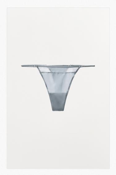 SILK THONG - Light blue by Zara