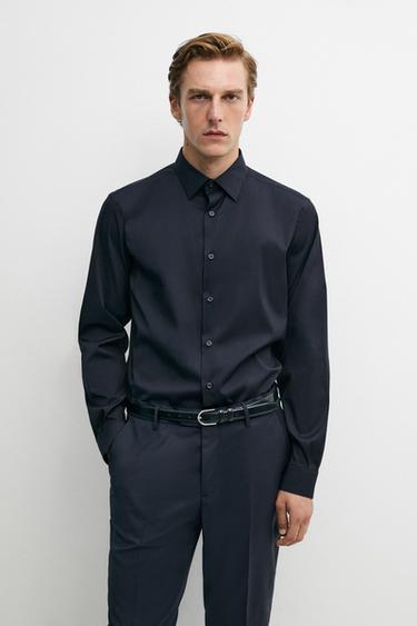 Slim fit stretch shirt — Navy blue 2