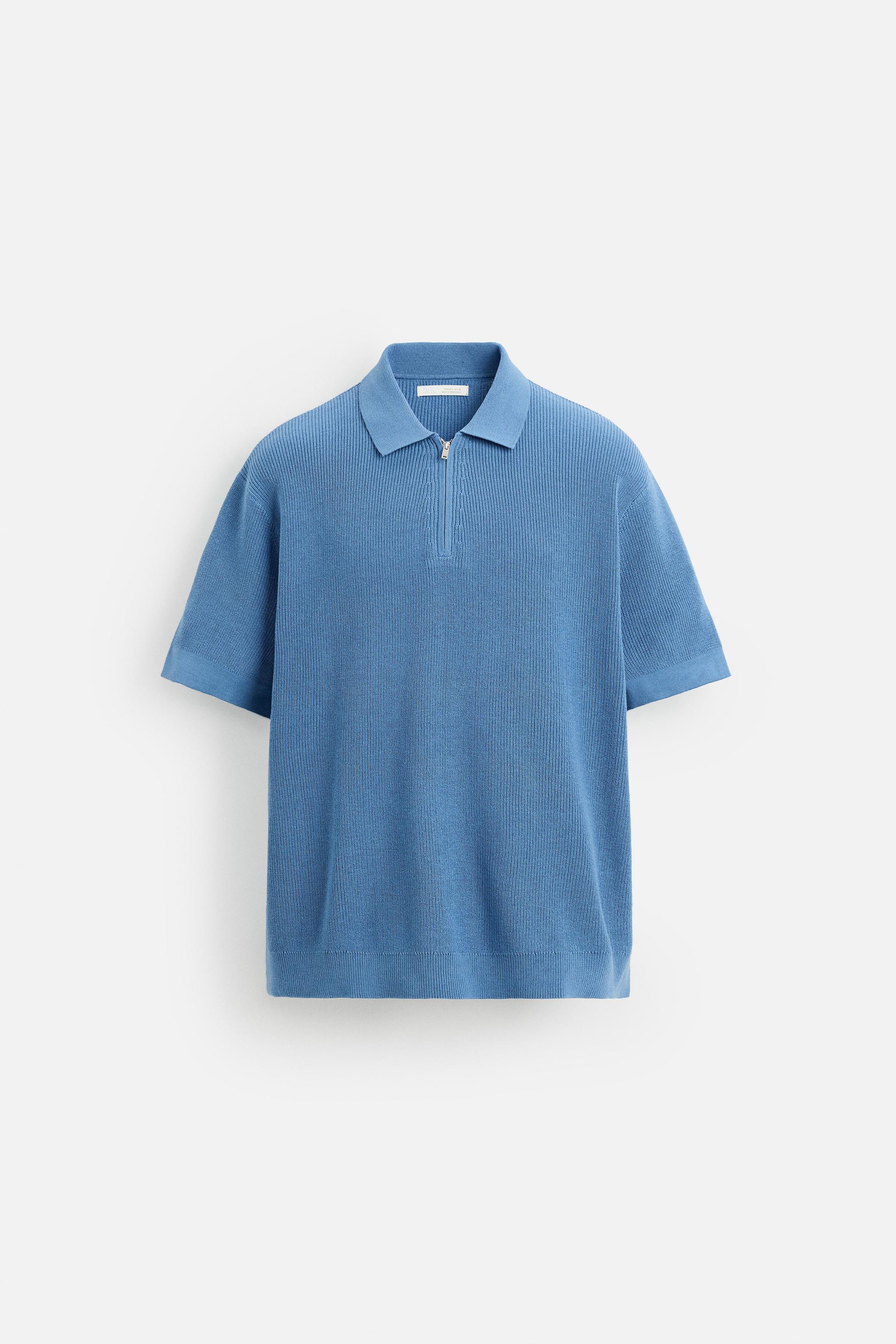 PURL KNIT ZIPPER POLO SHIRT