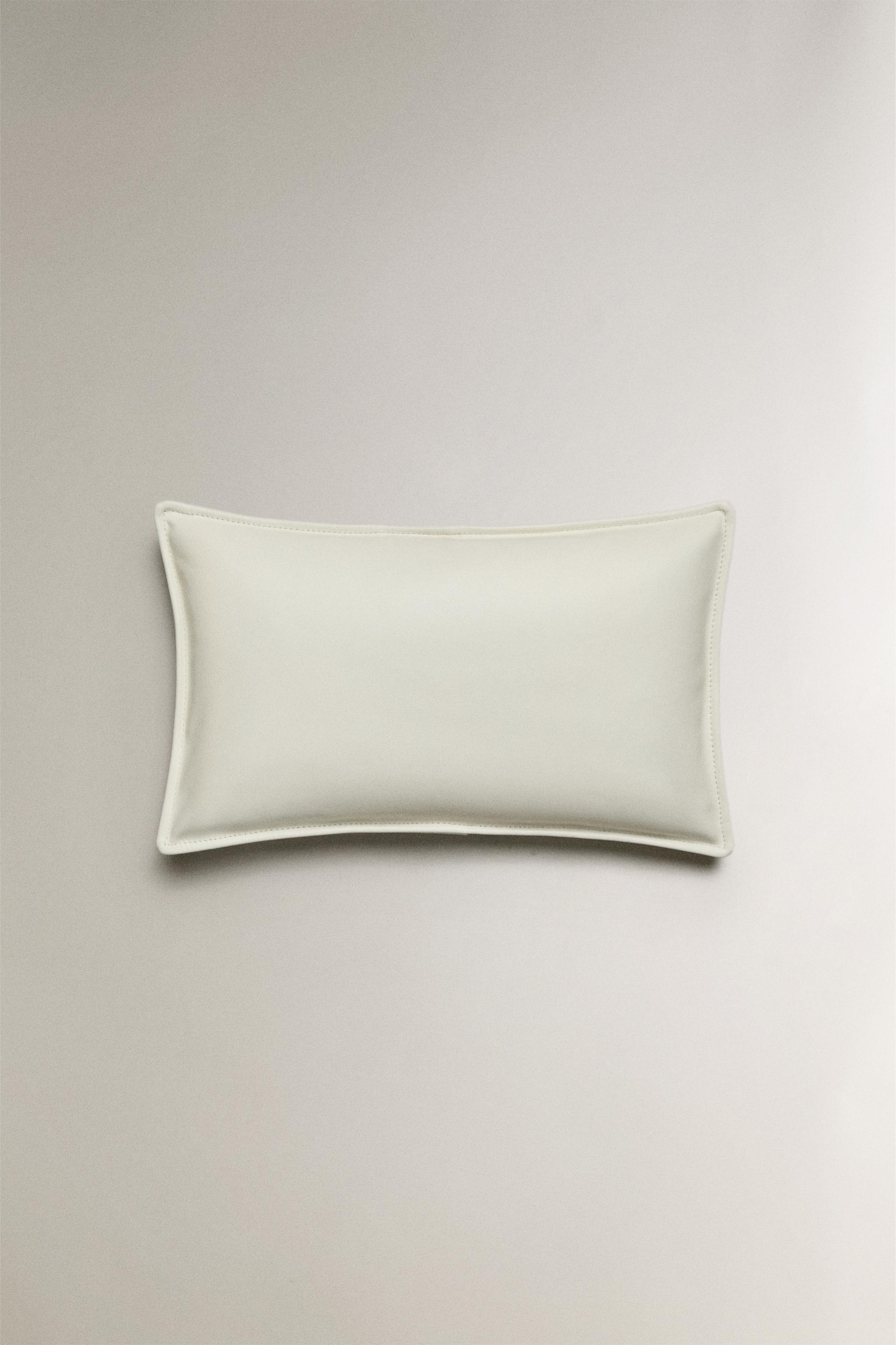 LEATHER THROW PILLOW COVER WITH STITCH