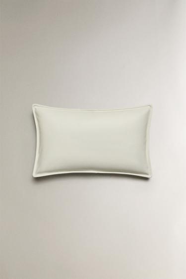 STITCHED LEATHER CUSHION COVER - Ecru by Zara