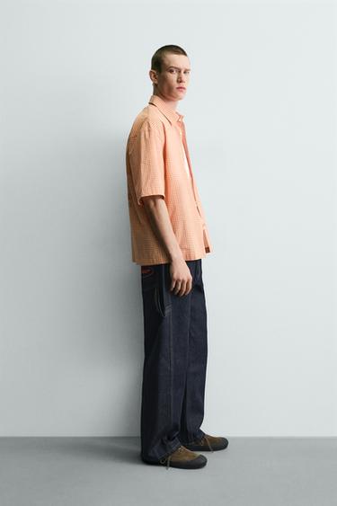 CHECK SHIRT WITH CONTRAST EMBROIDERY - white-orange by Zara - Image 3