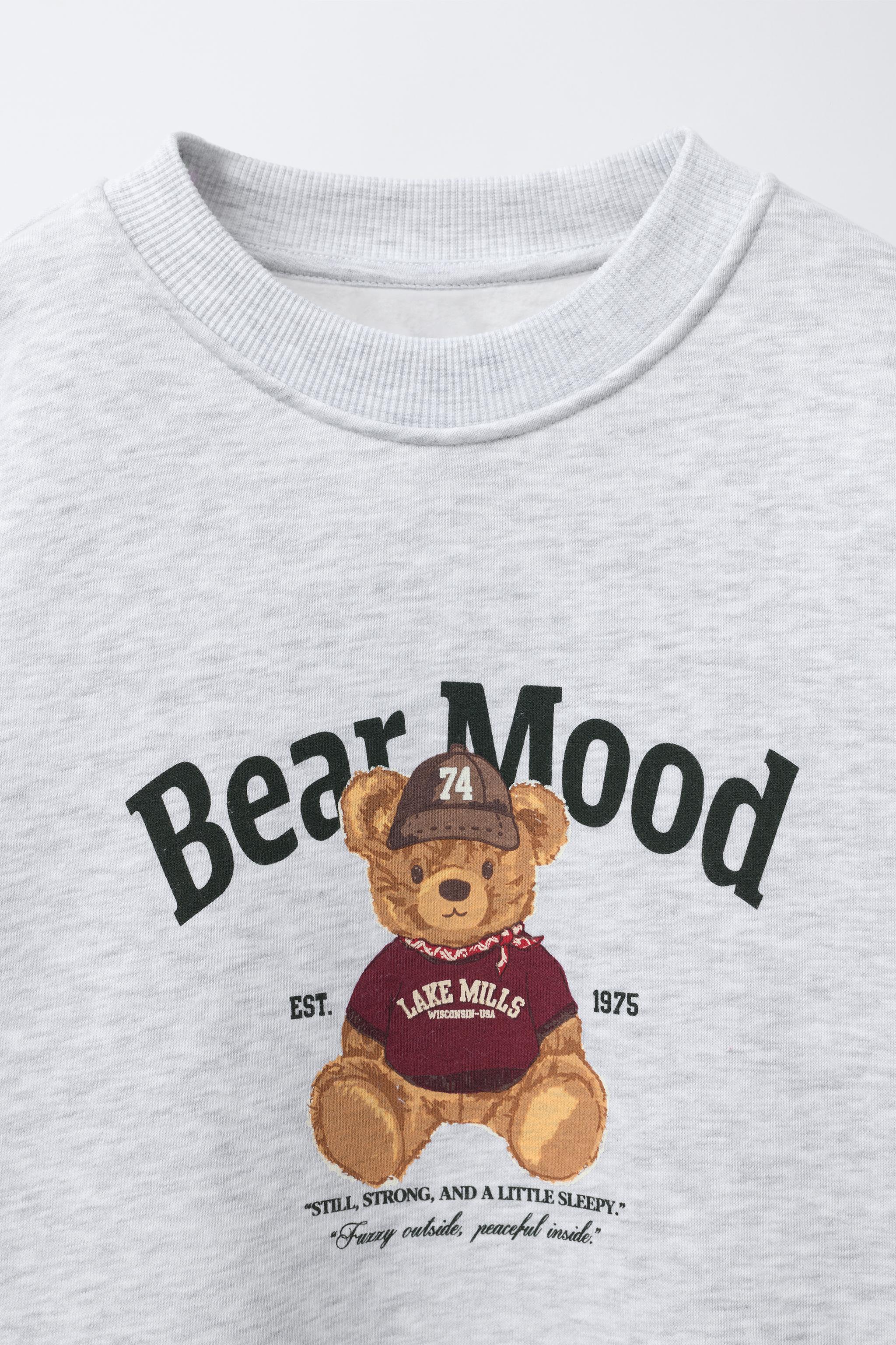 Bear　1113 BEAR PRINT SWEATSHIRT - Gray marl | ZARA Canada