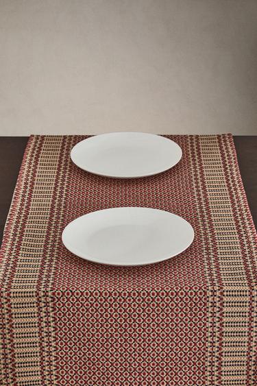 CHRISTMAS JACQUARD TABLE RUNNER - Red by Zara - Image 1