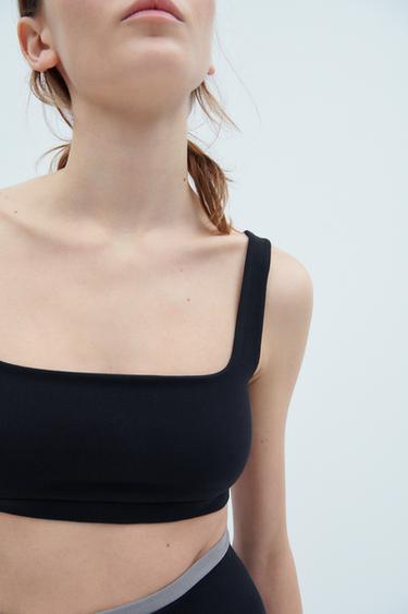 POLYAMIDE STRETCH BODYCON CROP TOP - Black by Zara - Image 0