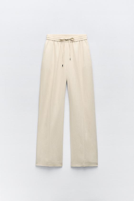 Bidobibo Women's Casual Linen Pants, Baggy Lounge Beach Trousers