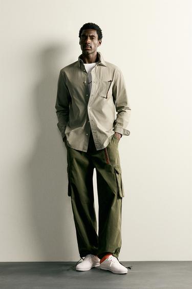 REGULAR FIT COTTON SHIRT - Khaki by Zara