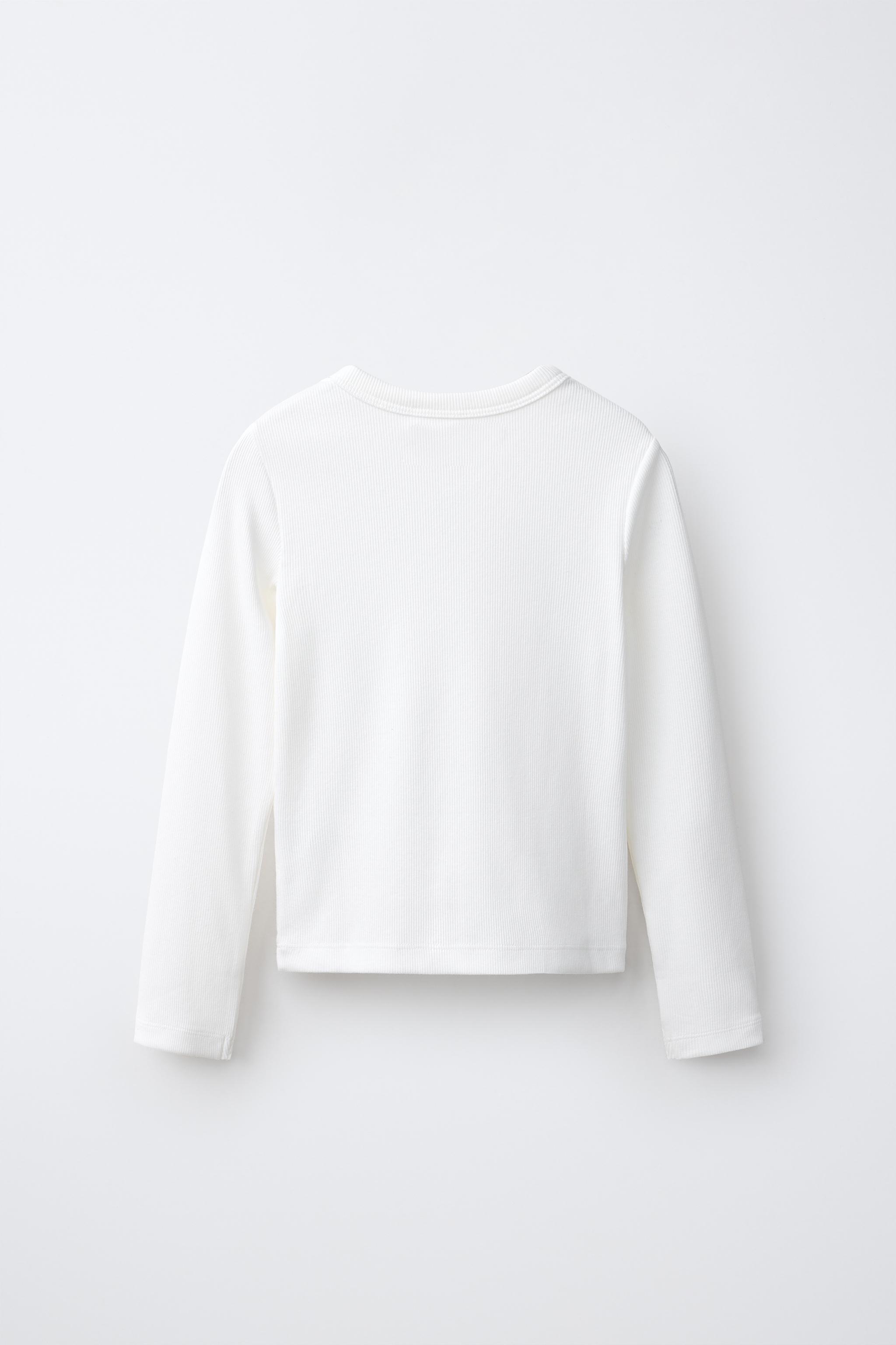 Vネック リブTシャツ - ホワイト | ZARA Japan / 日本