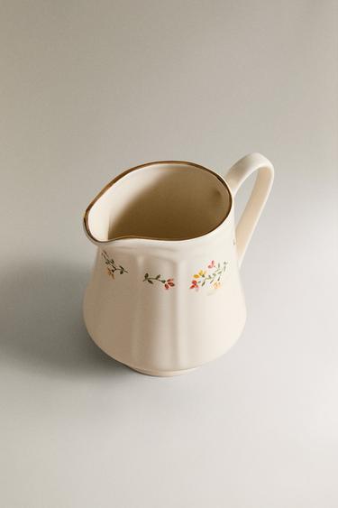 FLORAL PORCELAIN MILK JUG - Cream by Zara - Image 1
