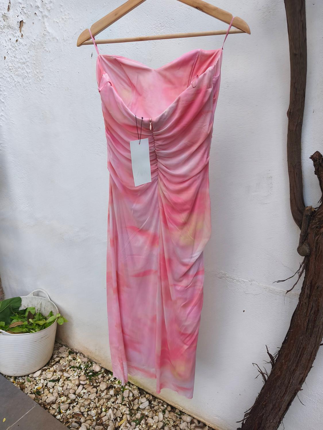 PRINTED STRAPLESS TULLE DRESS - Image 2