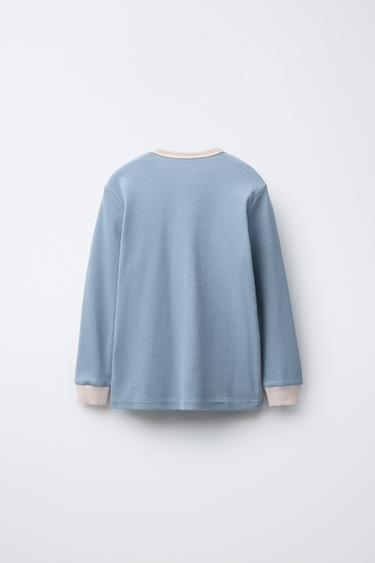 6-14 ANS/ PYJAMA CÔTELÉ CONTRASTE - Bleu de Zara - Image 2