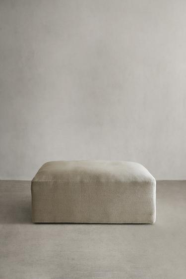 WASHED LINEN POUF - Light beige by Zara