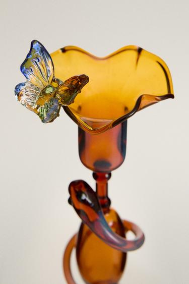 SNAKE BOROSILICATE GLASS CANDLE HOLDER | MARISA BERENSON - Orange by Zara - Image 1
