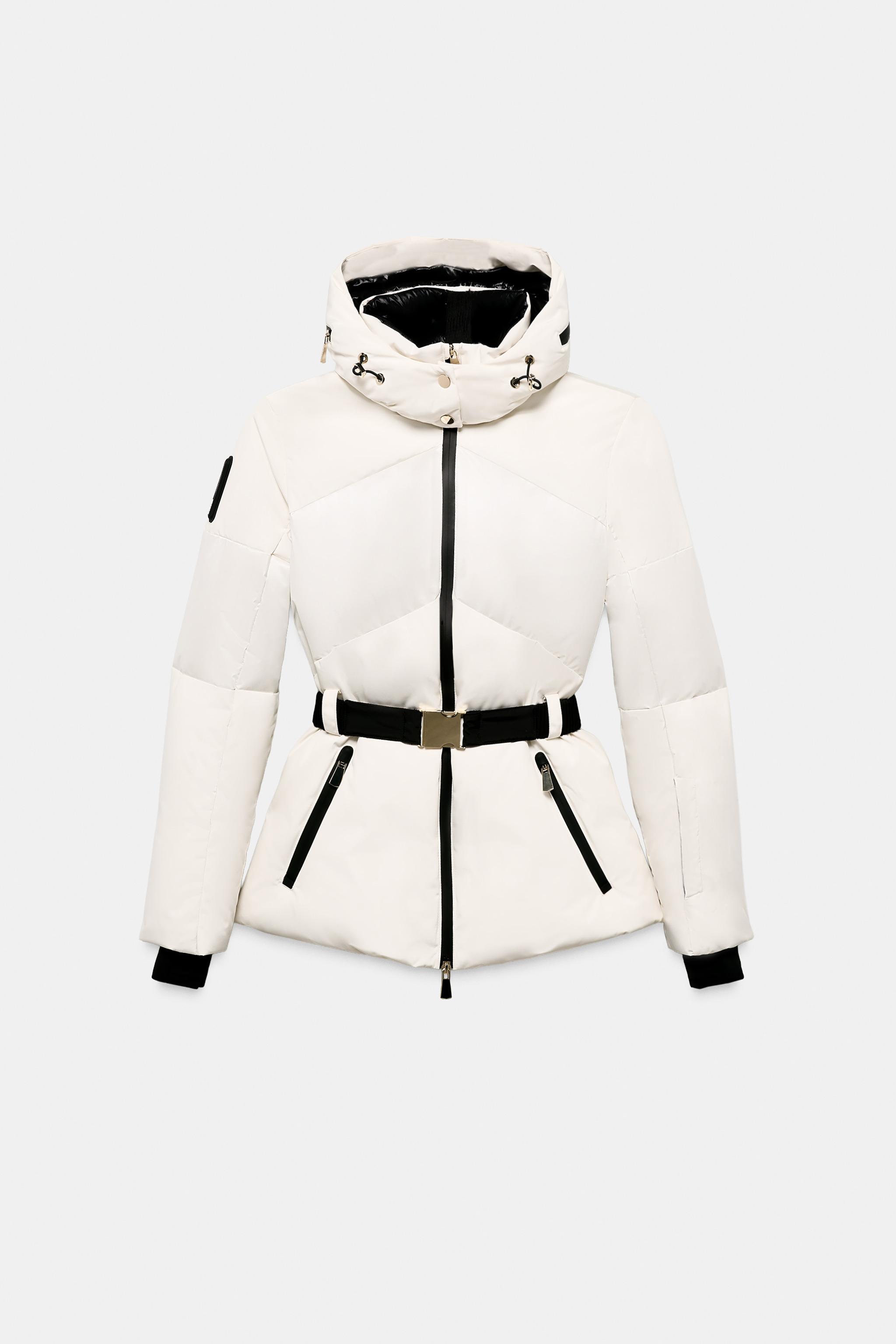 ZARA ウォーター＆ウィンドプルーフ SKI COLLECTION 白　XS CASACO DE PENAS RESISTENTE À ÁGUA CORTA-VENTO COM TECNOLOGIA RECCO