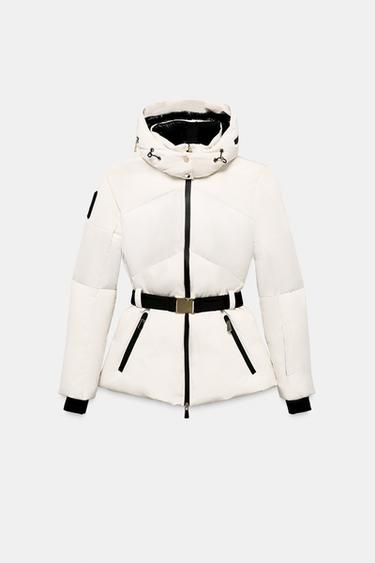 Zara WATER RESISTANT WINDPROOF DOWN JACKET RECCO® TECHNOLOGY SKI COLLECTION - Ecru
