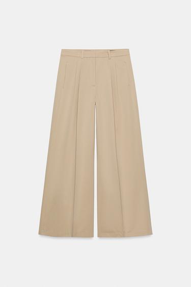 PANTALON WIDE LEG PLIS ZW COLLECTION - Beige de Zara - Image 5