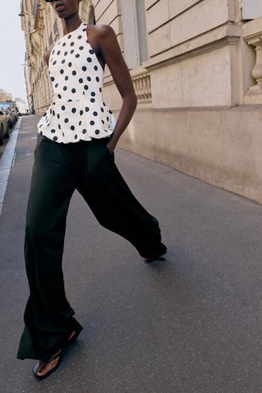 POLKA DOT BALLOON TOP - Ecru / Black by Zara