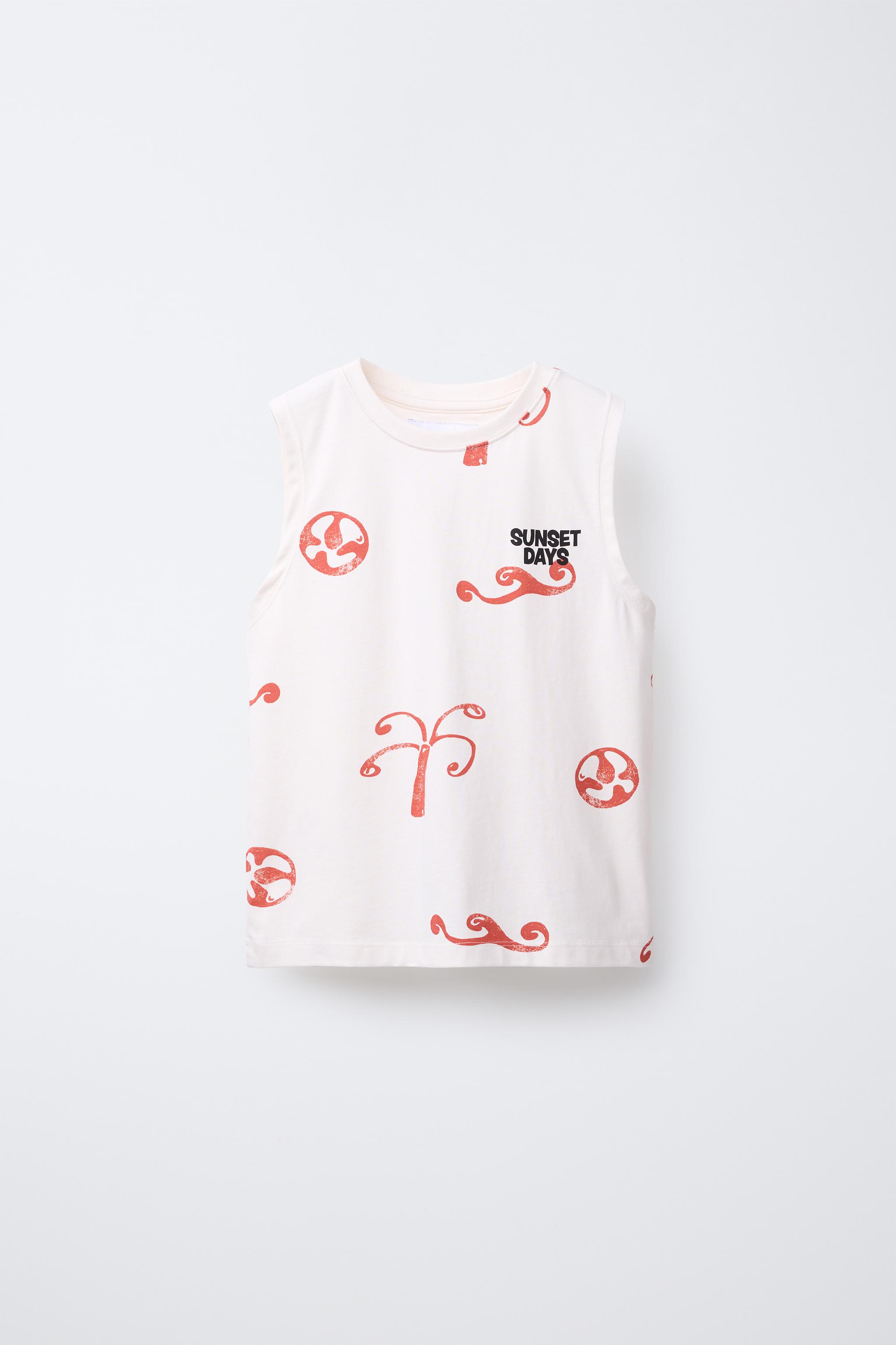 SLEEVELESS PRINTED TOP - Ecru | ZARA United States