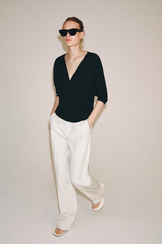 COTTON HENLEY T-SHIRT - Black by Zara - Image 0