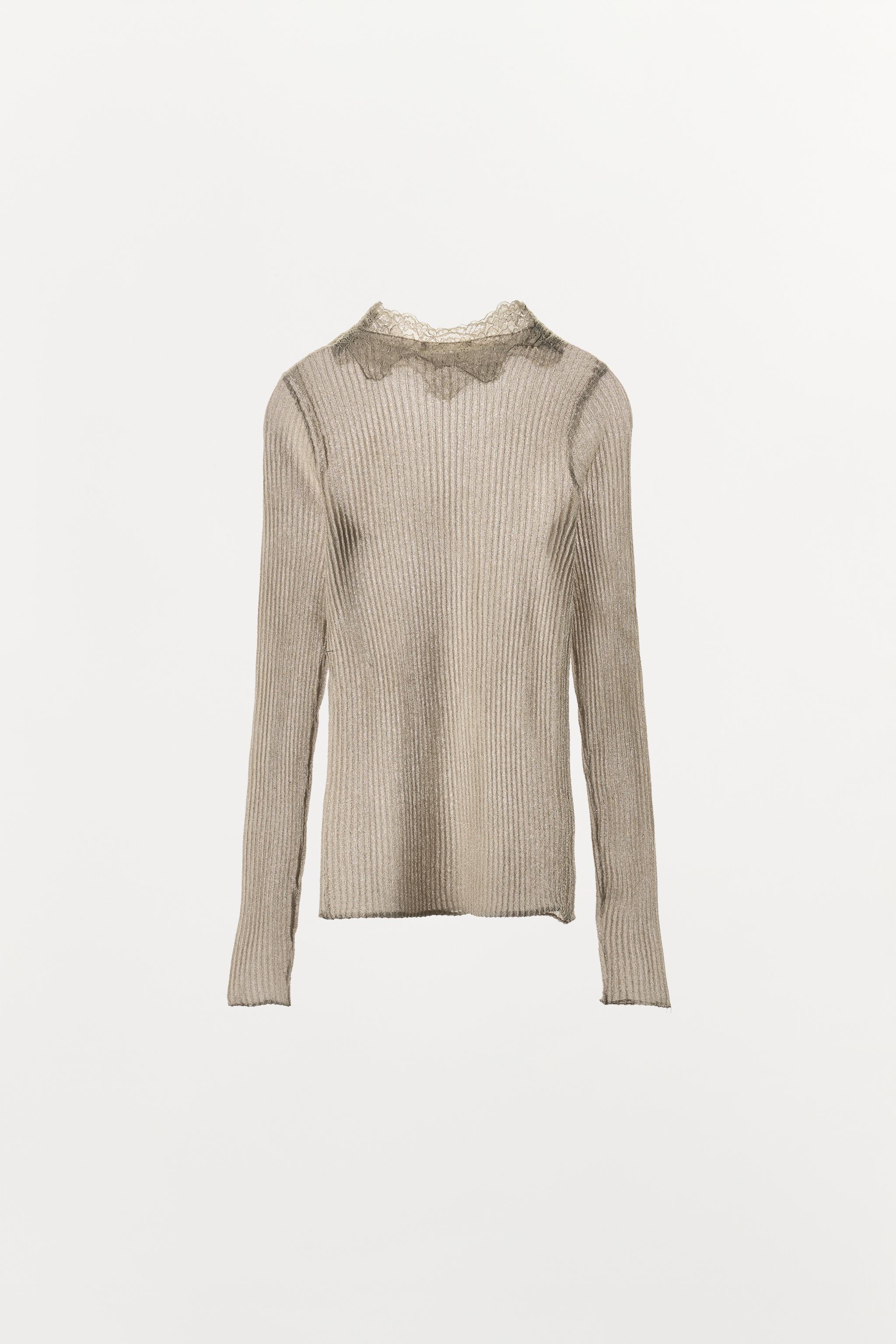 TOP EN MAILLE DENTELLE FIL MÉTALLISÉ