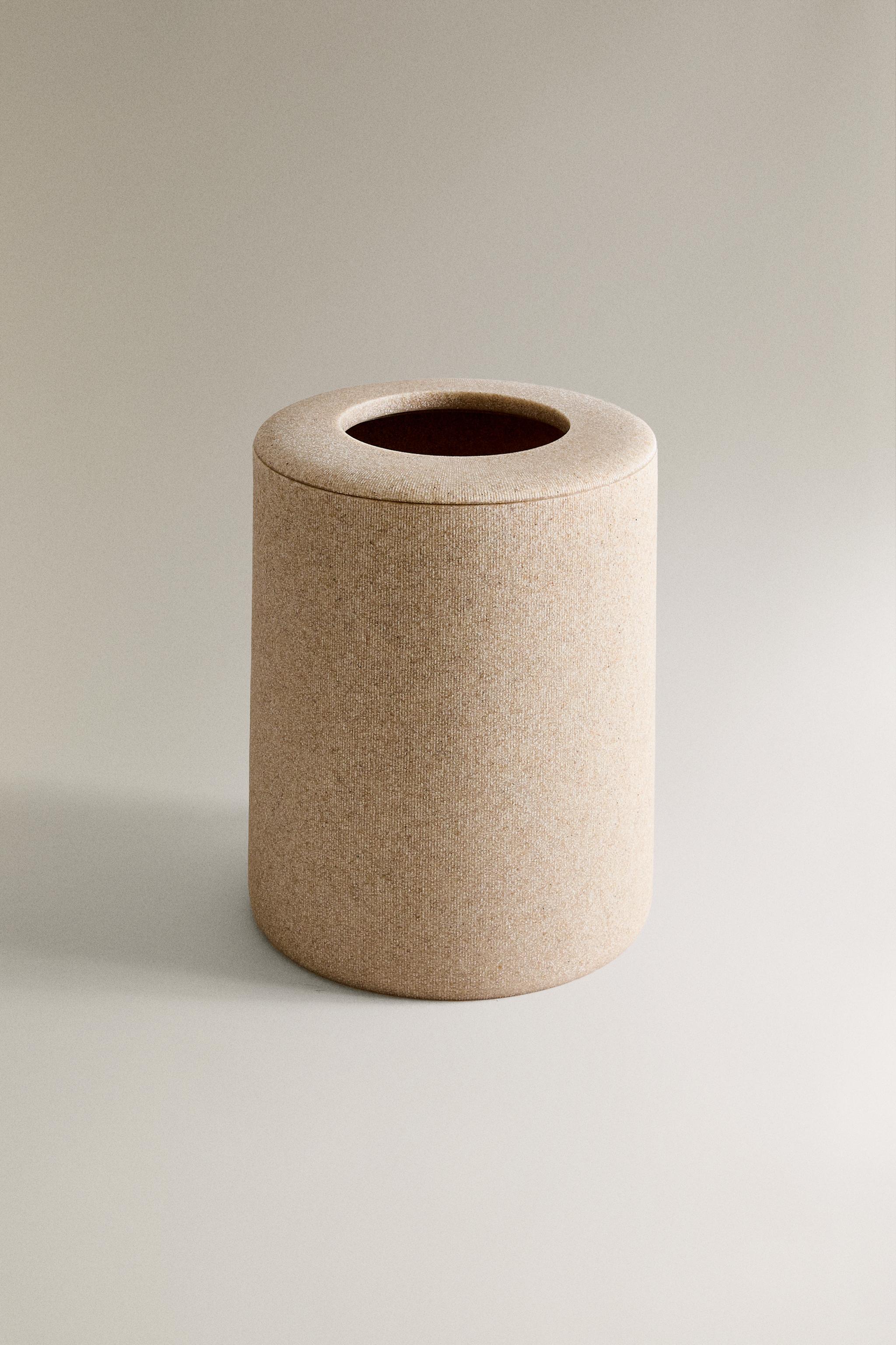 RESIN BATHROOM BIN — Beige